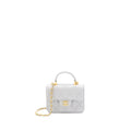 Chanel Mini Top Handle Flap Bag Lambskin Light Grey Brushed