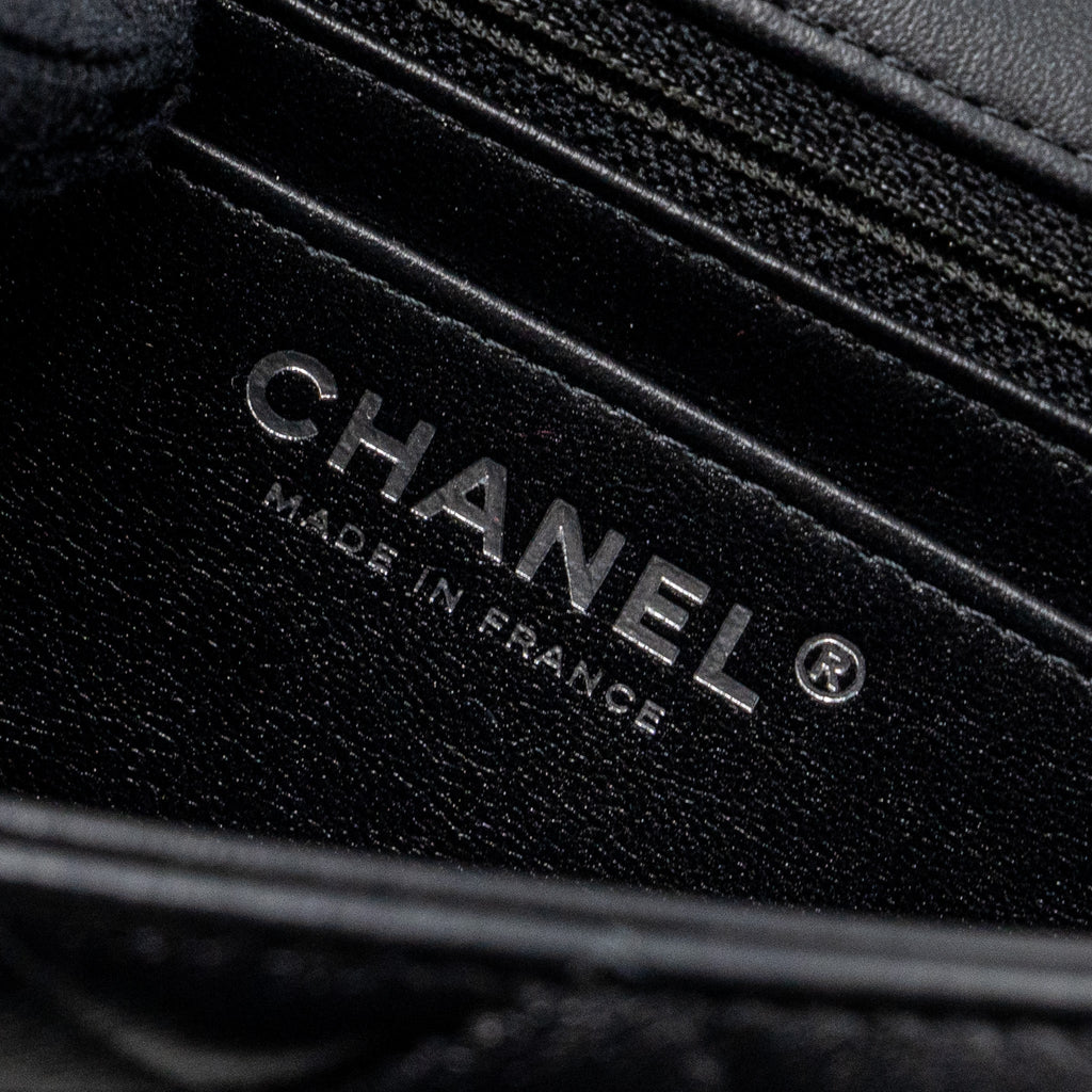 Chanel mini rectangular flap bag lambskin black  (MICROCHIP)