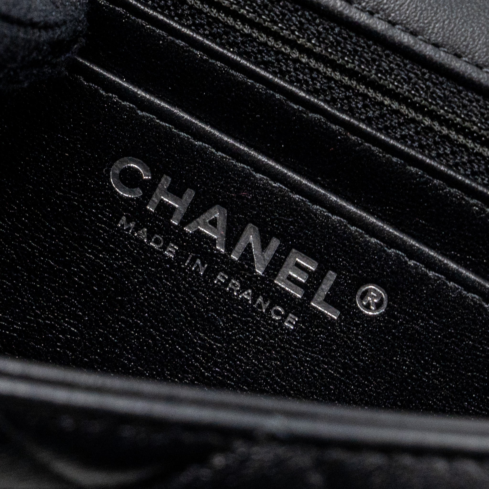 Chanel mini rectangular flap bag lambskin black  (MICROCHIP)