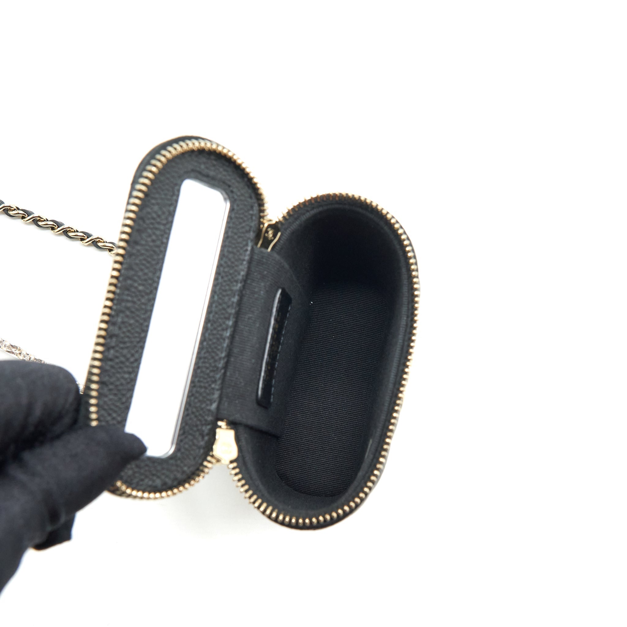 Chanel 22P Vertical Mini Vanity With CC Logo Chain Caviar Black L