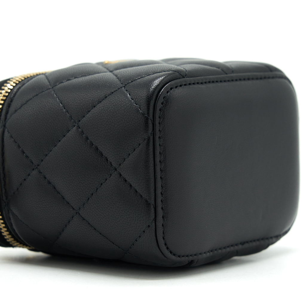 Chanel Pearl Crush Mini Vanity With Chain Lambskin Black