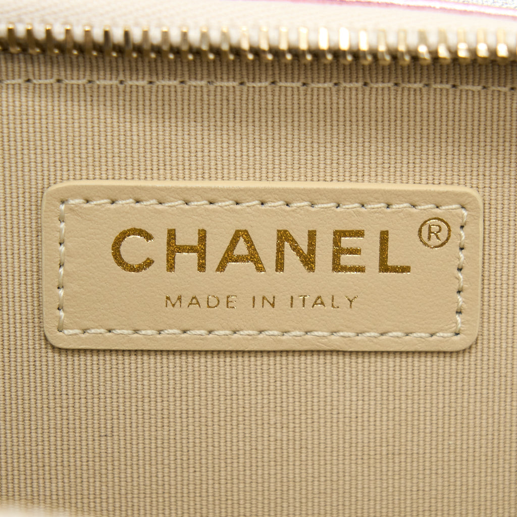 Chanel 21P Crossbody Flap Bag Lambskin Iridescent Pink L