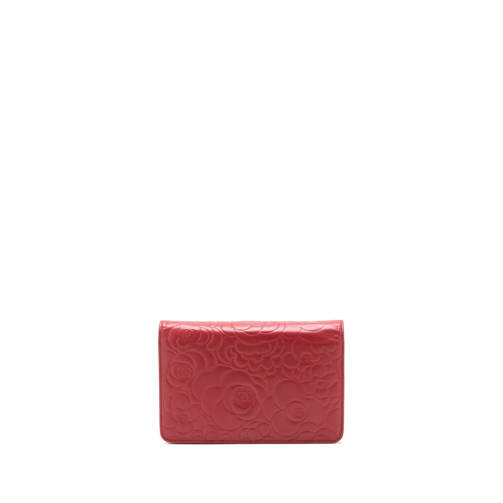 Chanel Camellia Wallet on Chain Lambskin Red