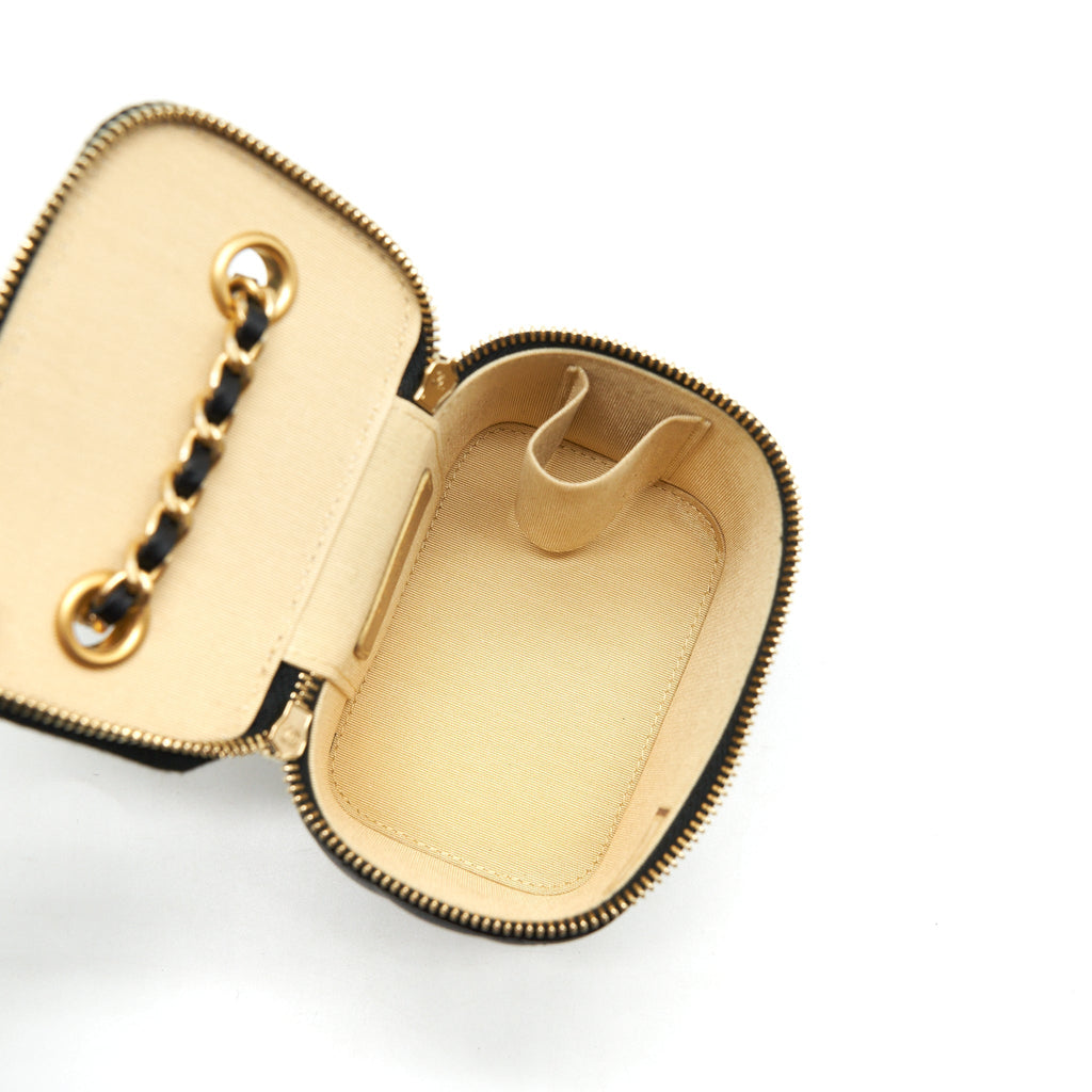 Chanel Pearl Crush Mini Vanity With Chain Lambskin Black