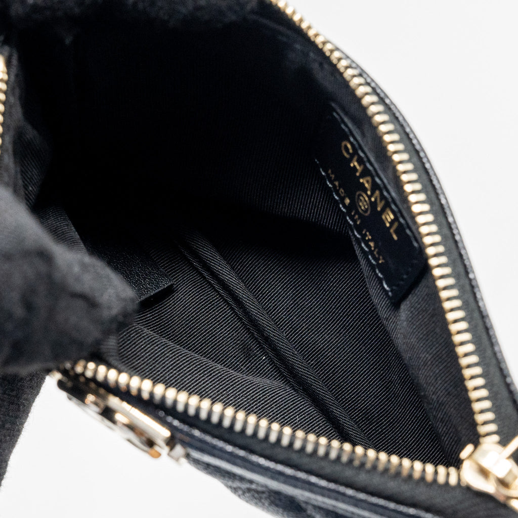 Chanel Small Boy Zip Pouch Shiny Grained Calfskin Black