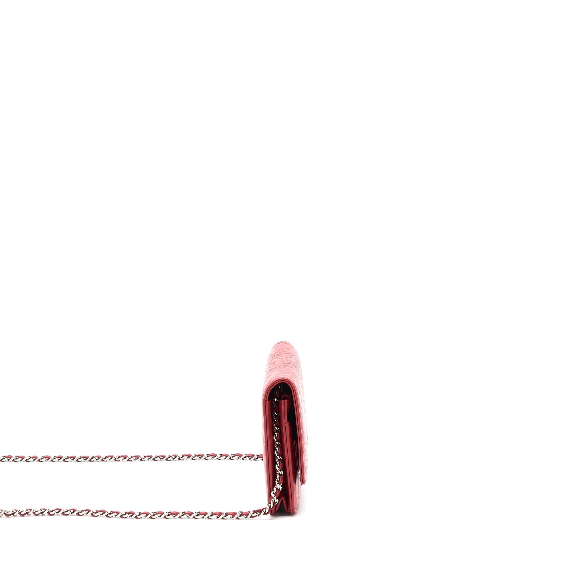 Chanel Camellia Wallet on Chain Lambskin Red