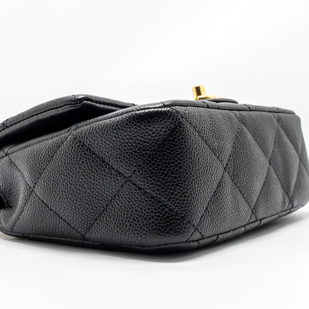 Chanel Coco Love Flap Bag Adjustable Chain Caviar Black  (microchip)