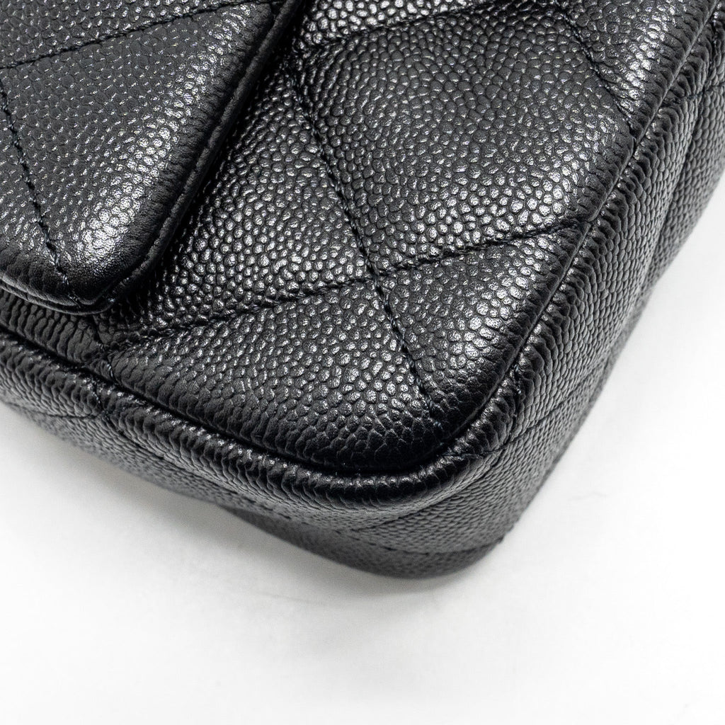 Chanel Coco Love Flap Bag Adjustable Chain Caviar Black  (microchip)
