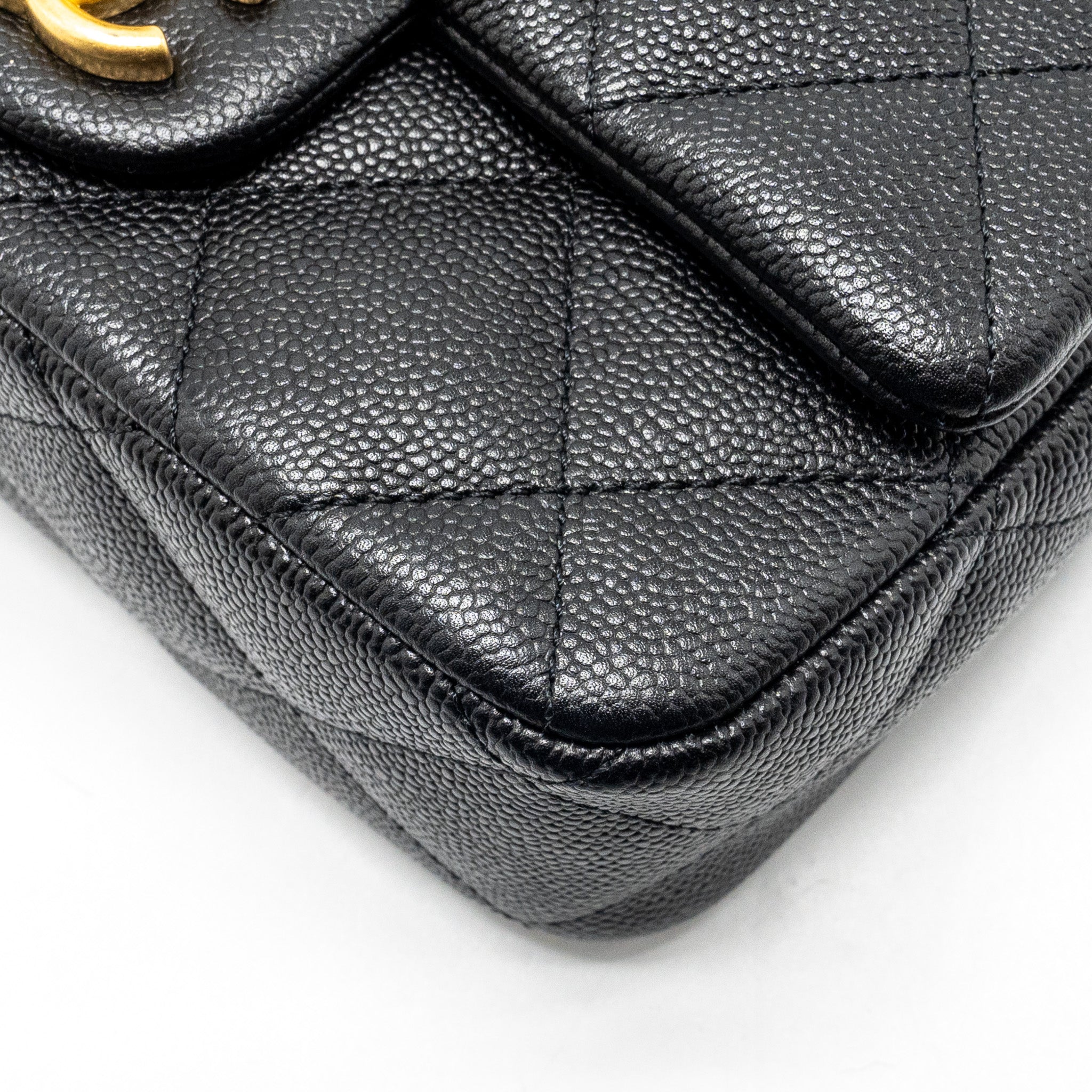 Chanel Coco Love Flap Bag Adjustable Chain Caviar Black  (microchip)