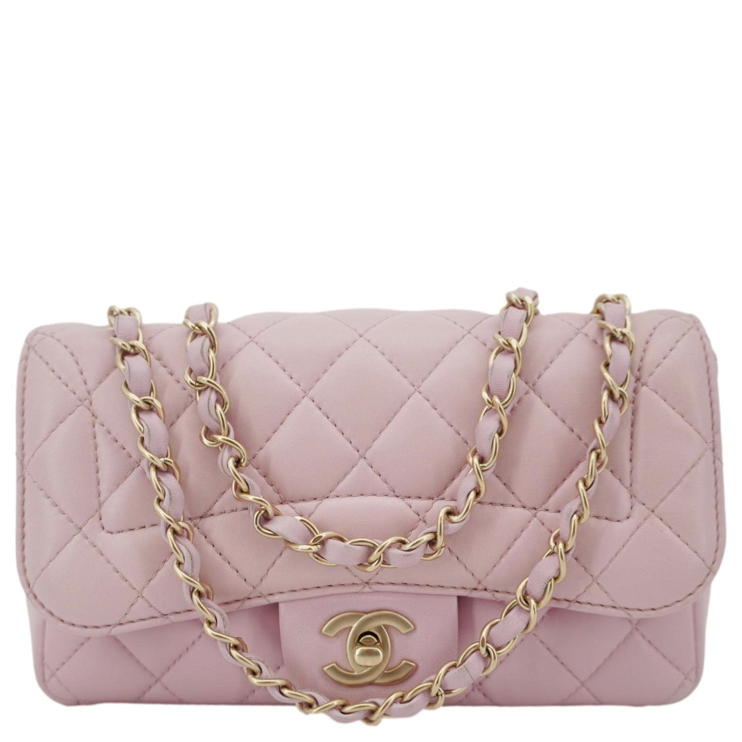 CHANEL Mademoiselle Chic Flap Quilted Lambskin Leather Crossbody Bag Pink