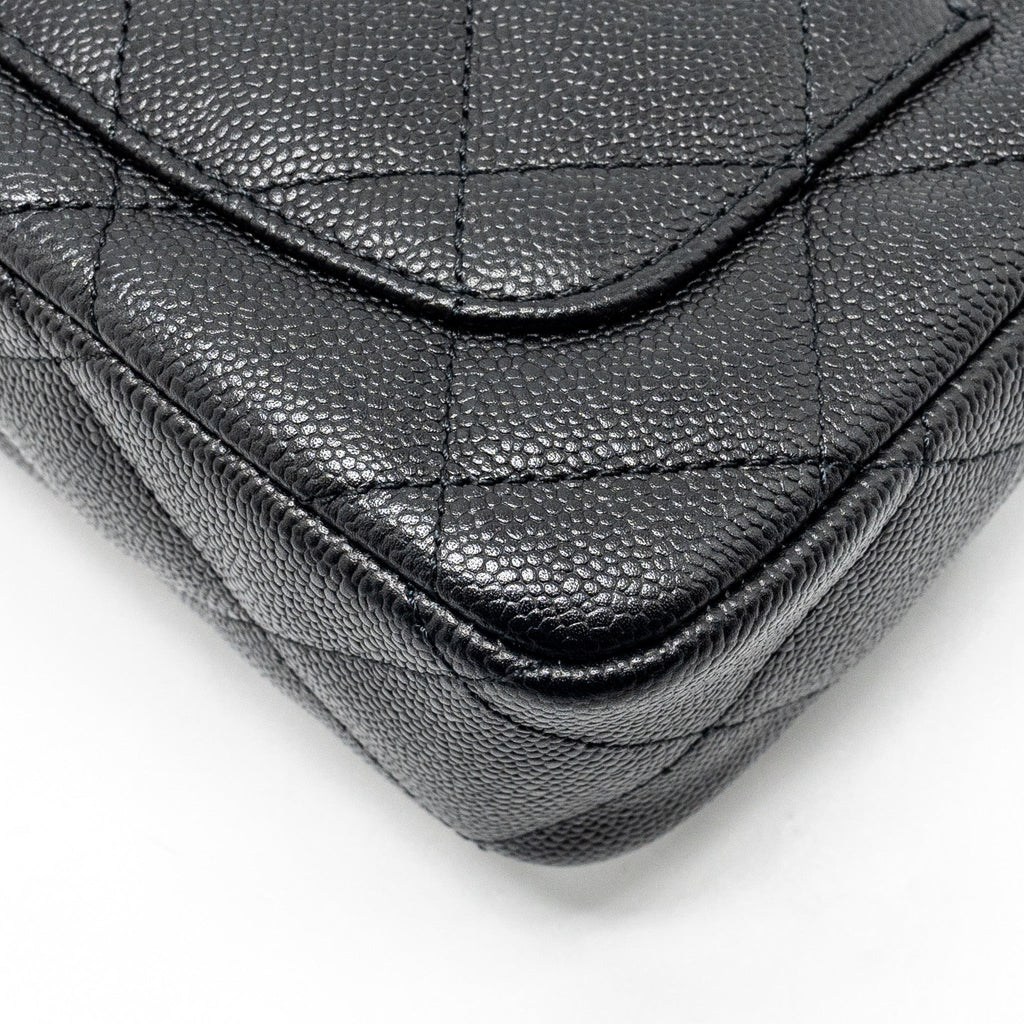 Chanel Coco Love Flap Bag Adjustable Chain Caviar Black  (microchip)