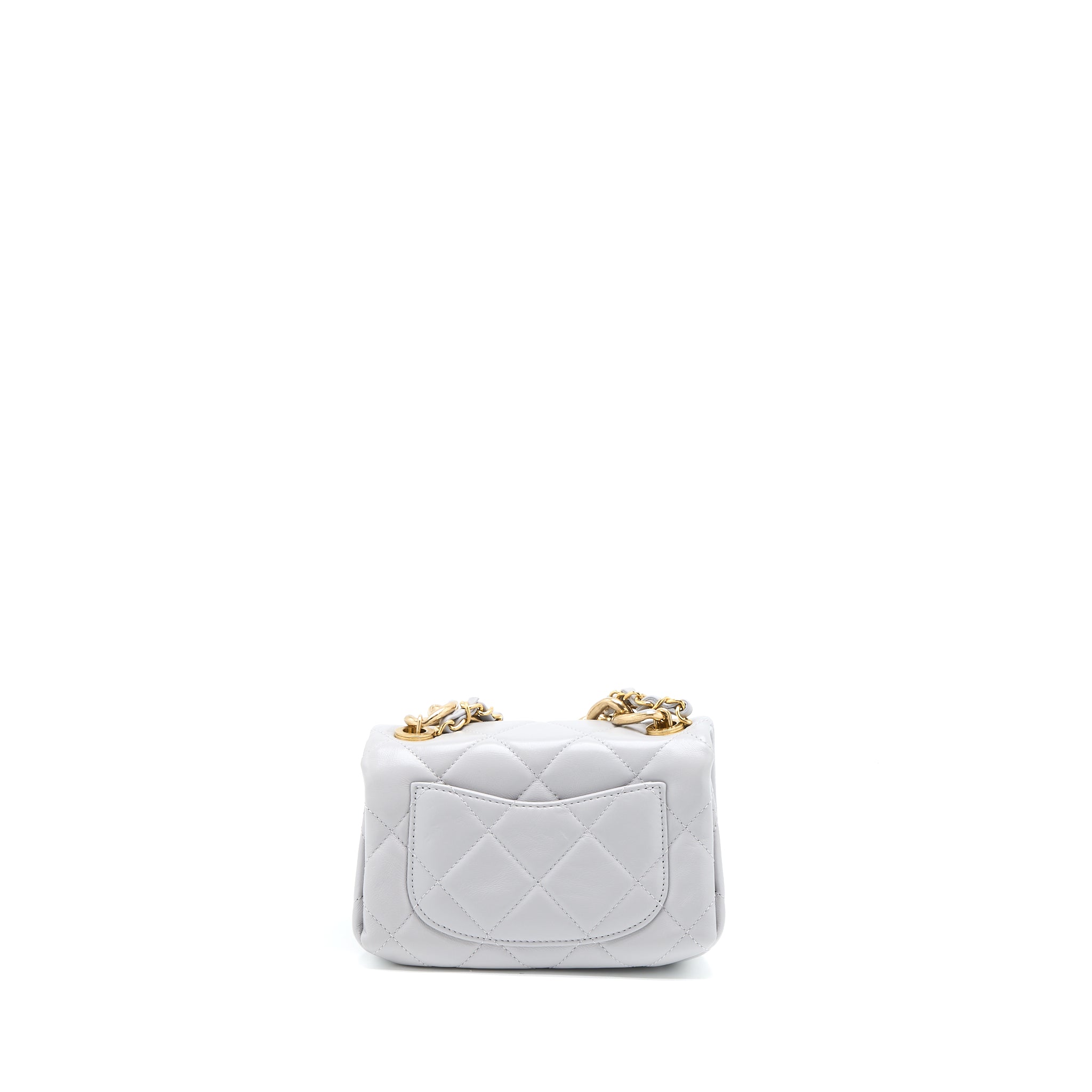 Chanel Quilted Mini Flap Bag Lambskin Light Grey  (Microchip)