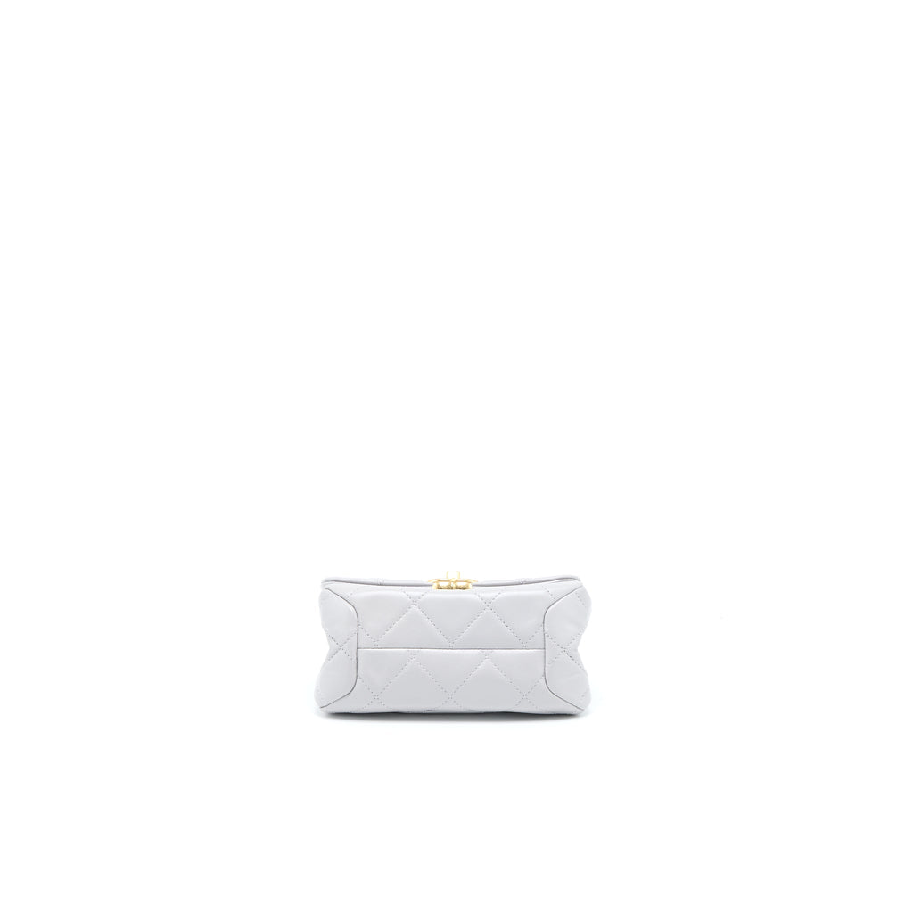 Chanel Quilted Mini Flap Bag Lambskin Light Grey  (Microchip)