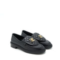 Chanel Size 37 22S Quilted CC Logo Loafer Black L