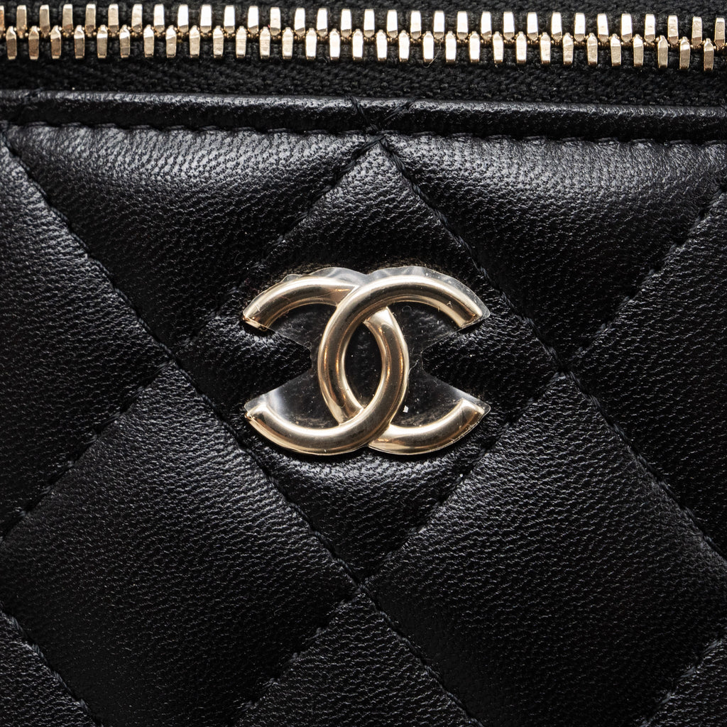 Chanel Top Handle Mini Vanity Case with chains Lambskin Black L