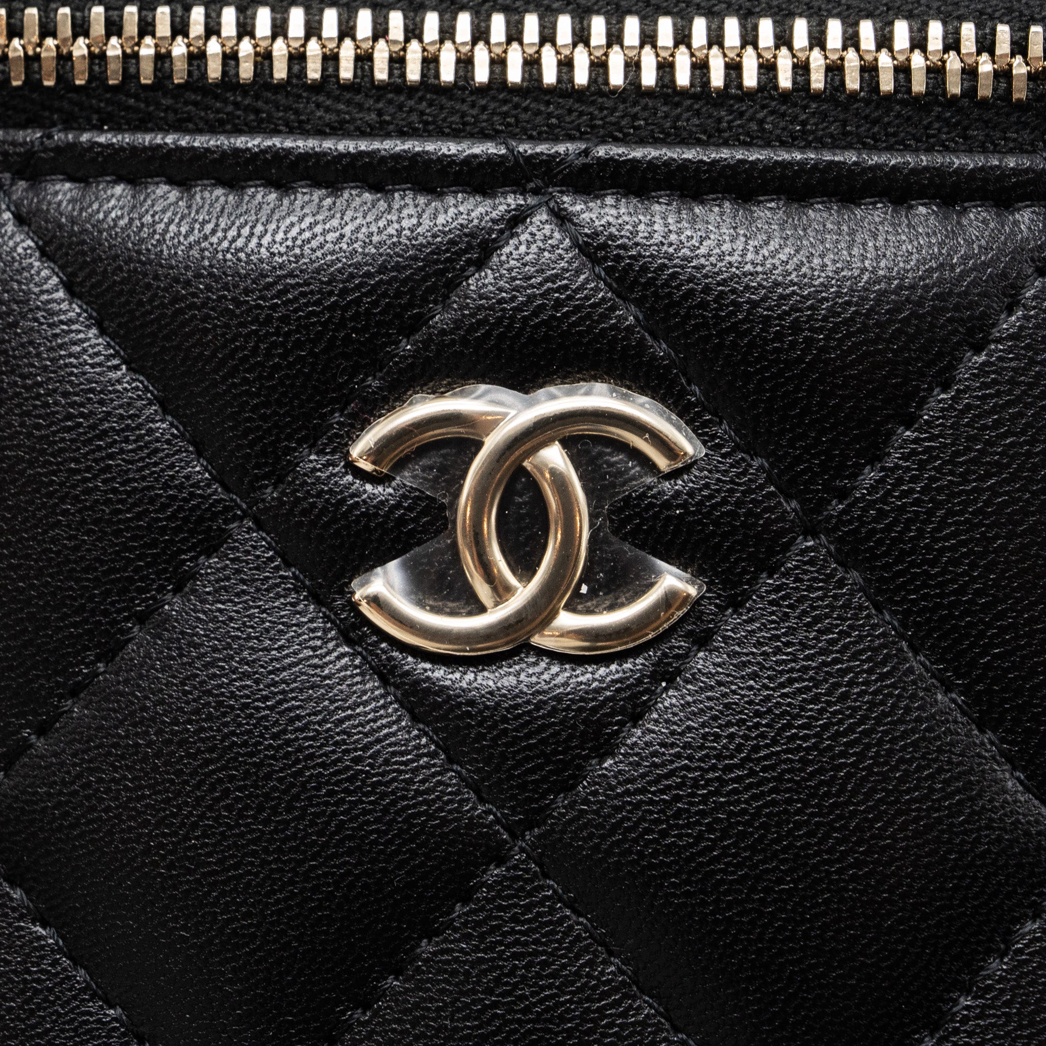 Chanel Top Handle Mini Vanity Case with chains Lambskin Black L