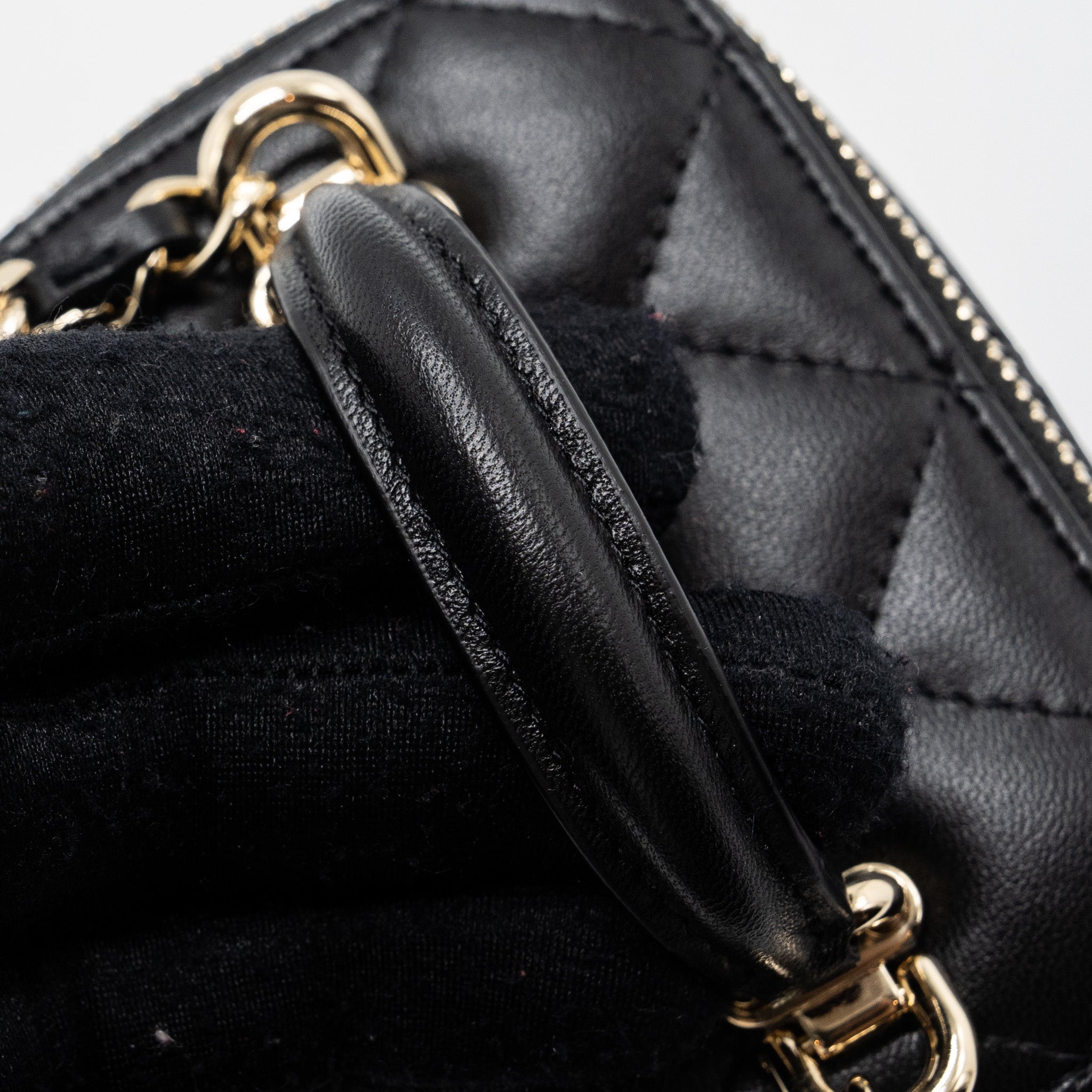 Chanel Top Handle Mini Vanity Case with chains Lambskin Black L