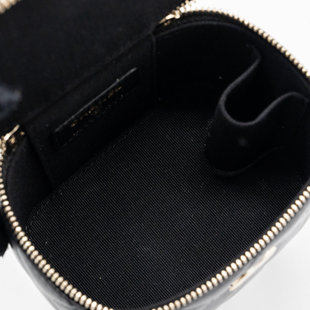 Chanel Top Handle Mini Vanity Case with chains Lambskin Black L