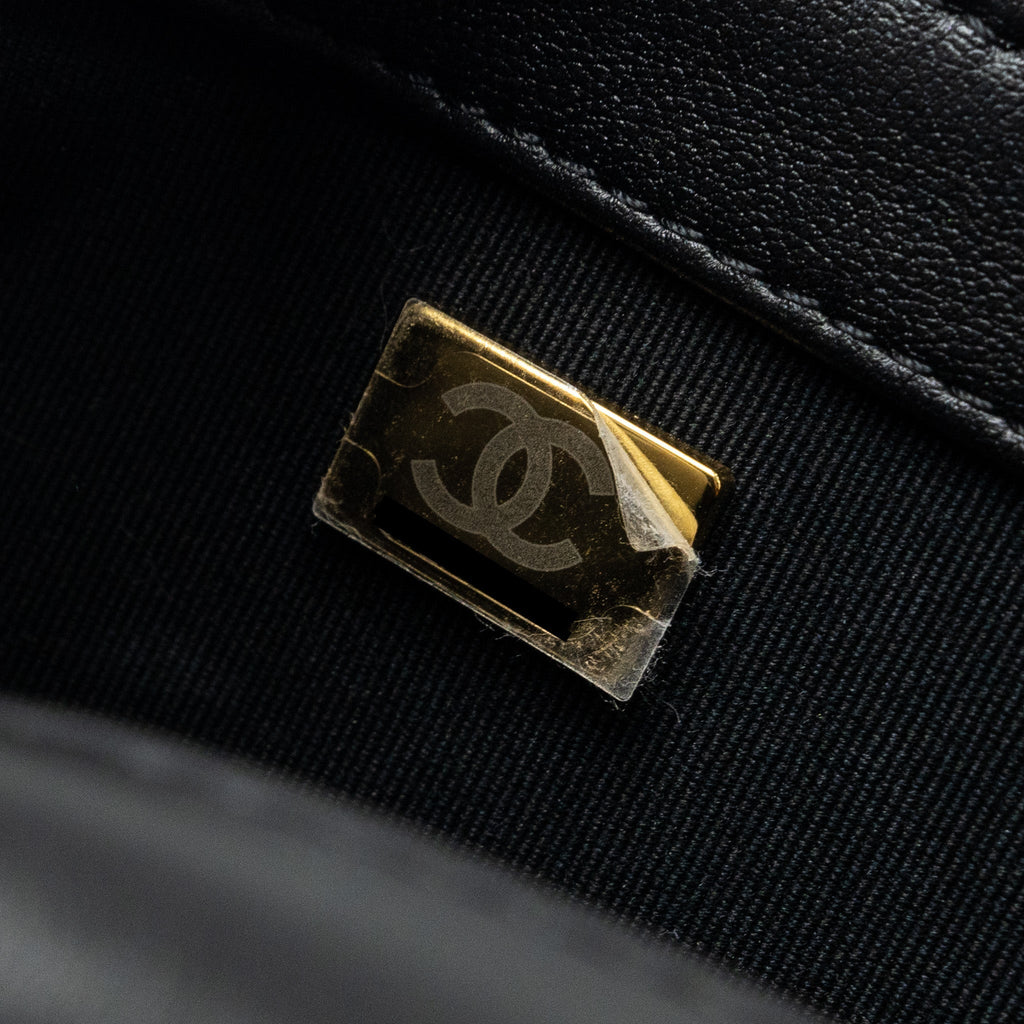 CHANEL Seasonal Mini Square Flap Bag Tweed White/Black L (Microchip)