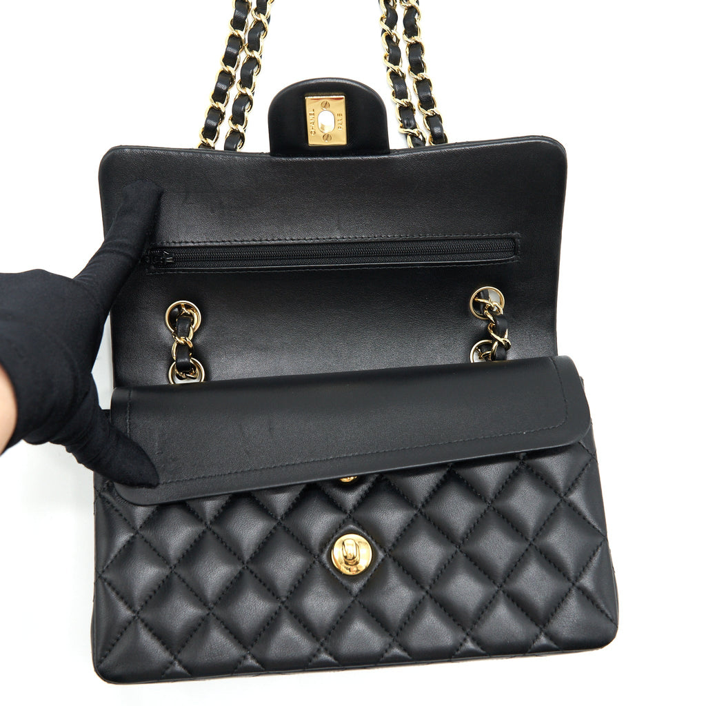 Chanel Small Classic Double Flap Bag Lambskin Black