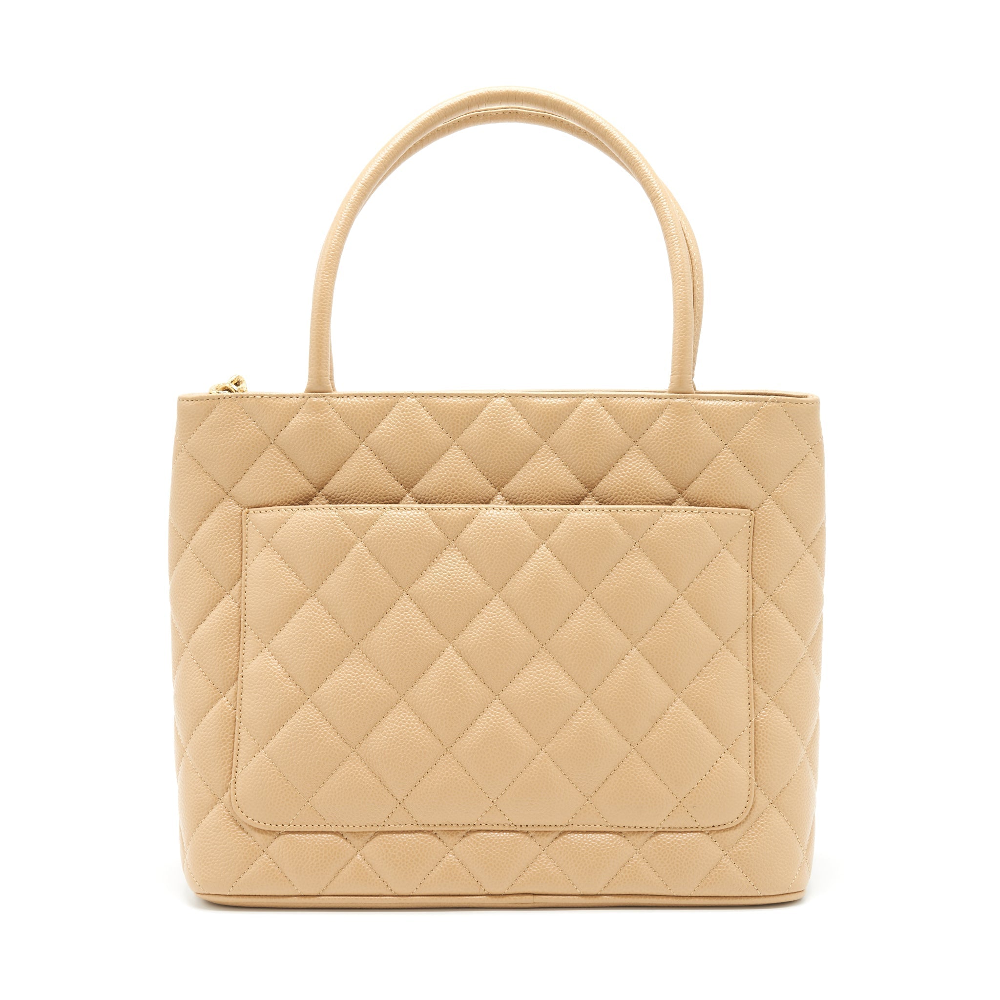 Chanel Vintage Medallion Tote Bag Caviar Beige