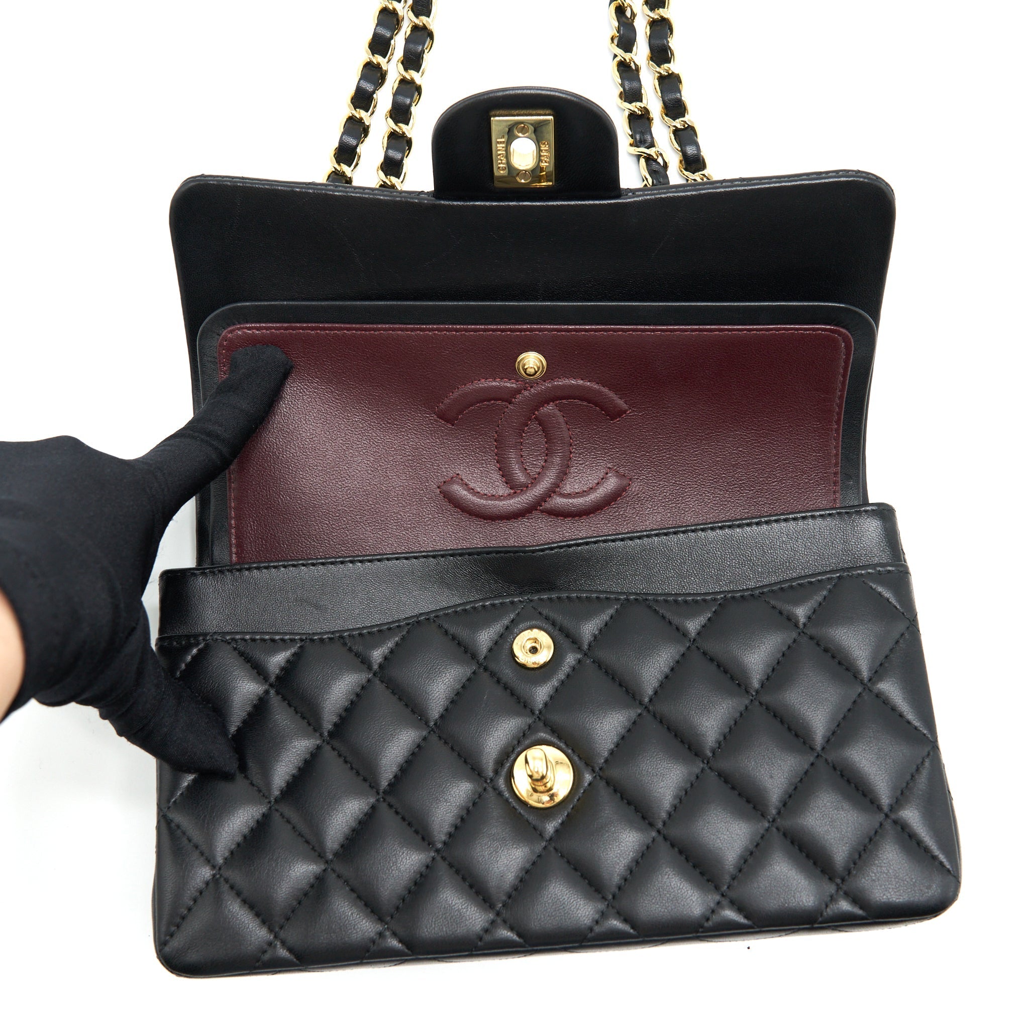 Chanel Small Classic Double Flap Bag Lambskin Black