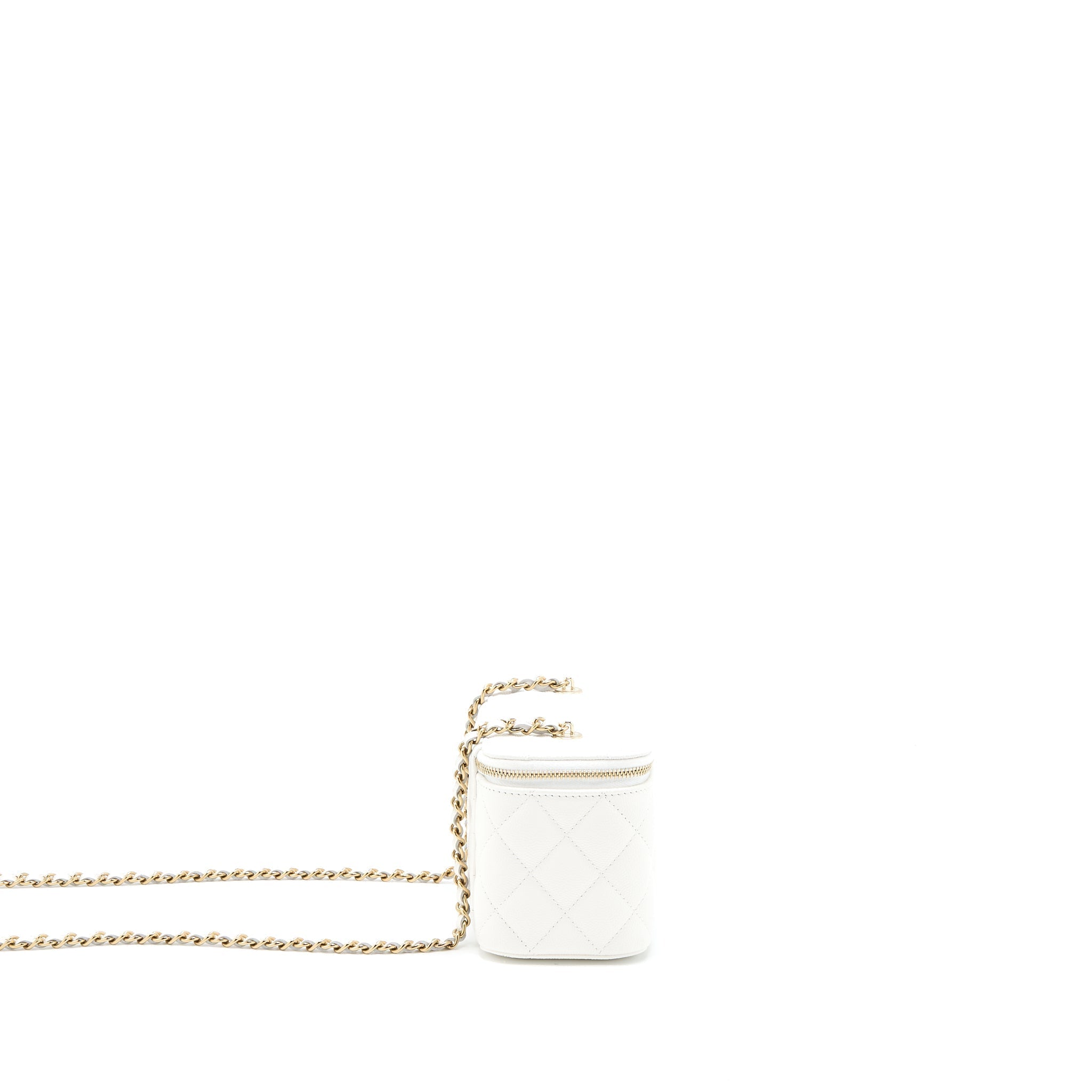 Chanel Long Vanity With Chain Caviar White L (Microchip)