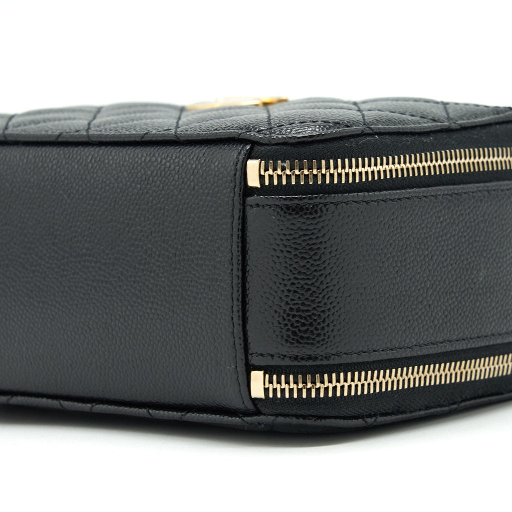 Chanel 22S Letter Top Handle Small Vanity Case Caviar Black Brushed