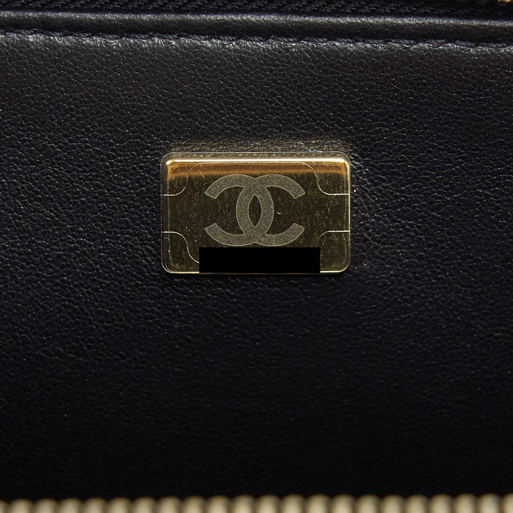 Chanel 22S Letter Top Handle Small Vanity Case Caviar Black Brushed