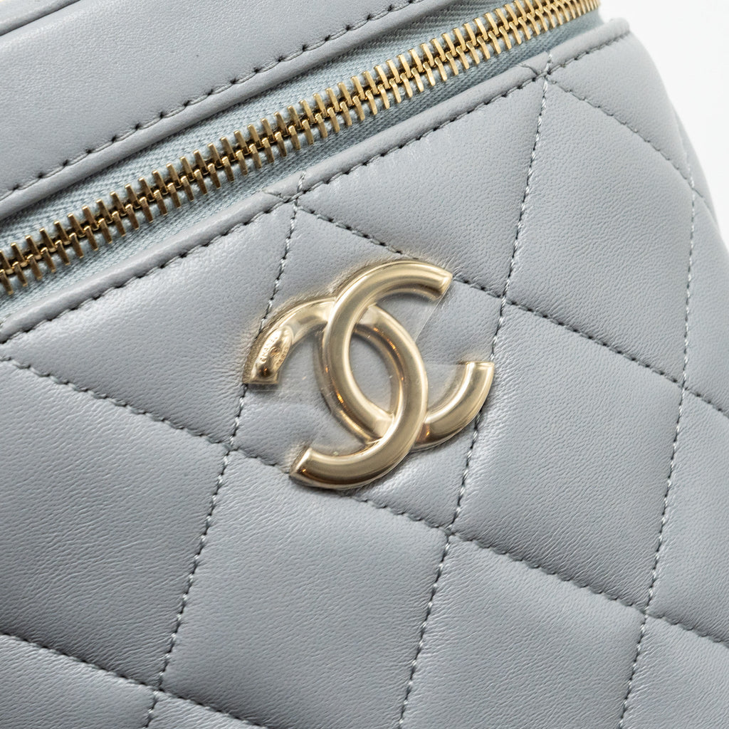 CHANEL Trendy CC Top Handle Vanity With Chain Lambskin Grey L