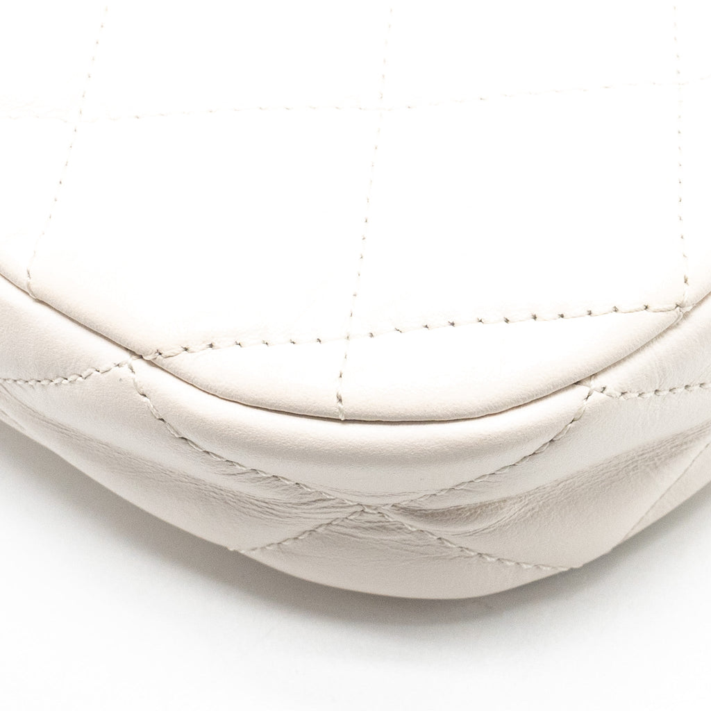 Chanel 23K Hobo Shoulder Bag Calfskin White  (Microchip)