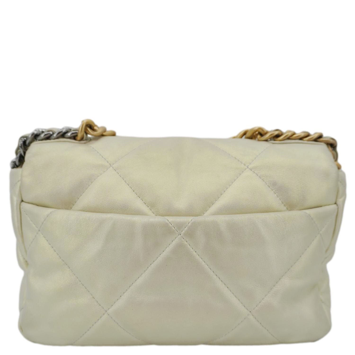 CHANEL Iridescent 19 Flap Calfskin Quilted Leather Shoulder Bag Metallic Gold