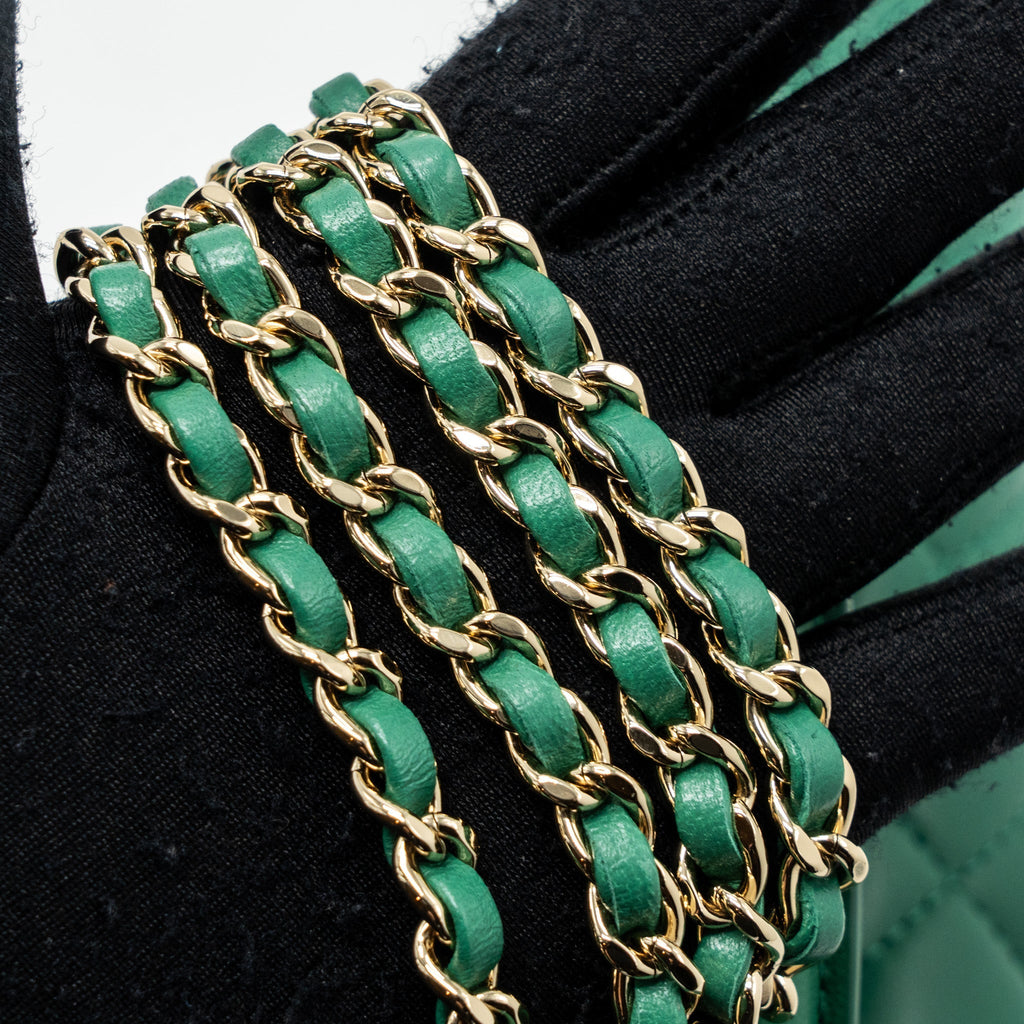 Chanel Top Handle Mini Flap Bag with Chain Lambskin Green L (Microchip)