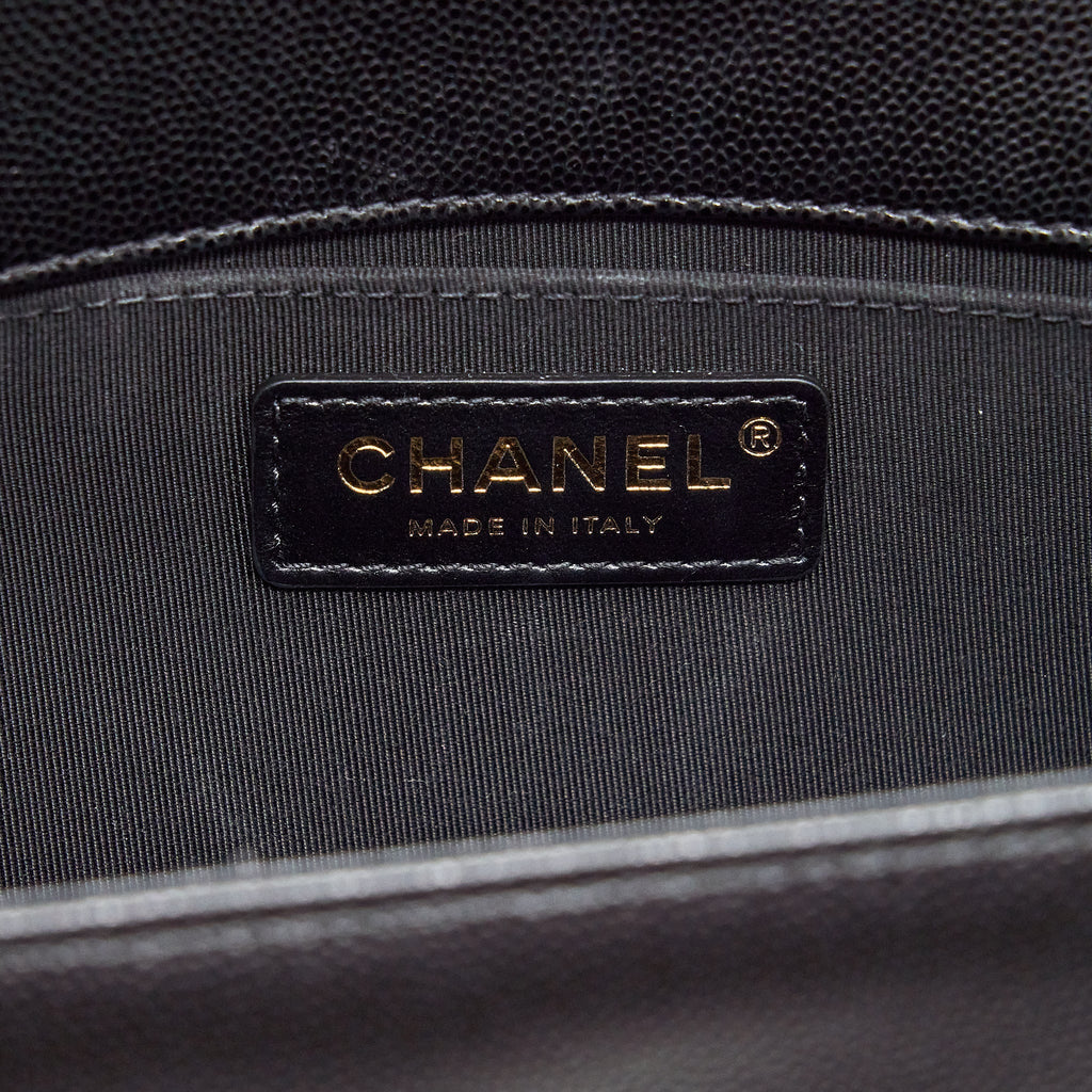 Chanel Medium Boy Bag Caviar Black With Brushed