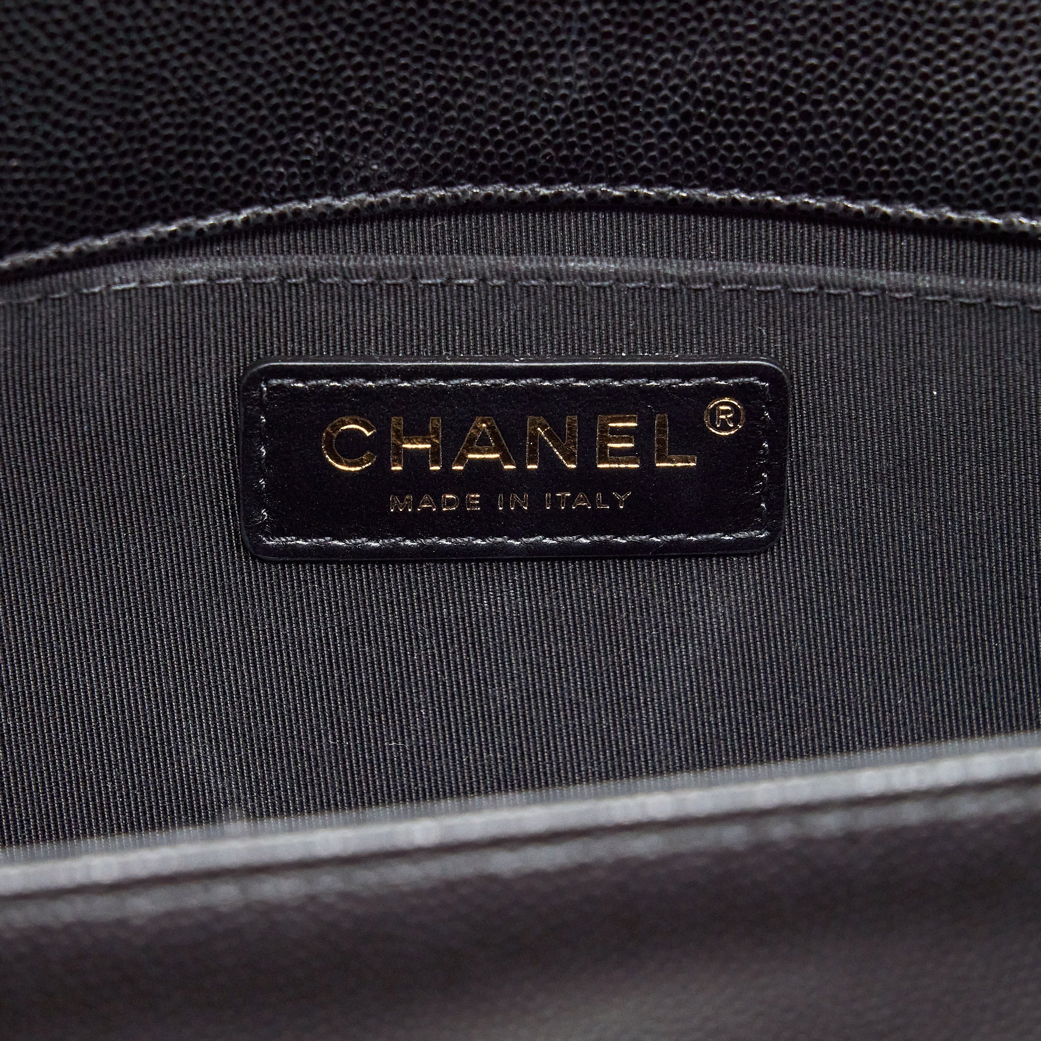 Chanel Medium Boy Bag Caviar Black With Brushed