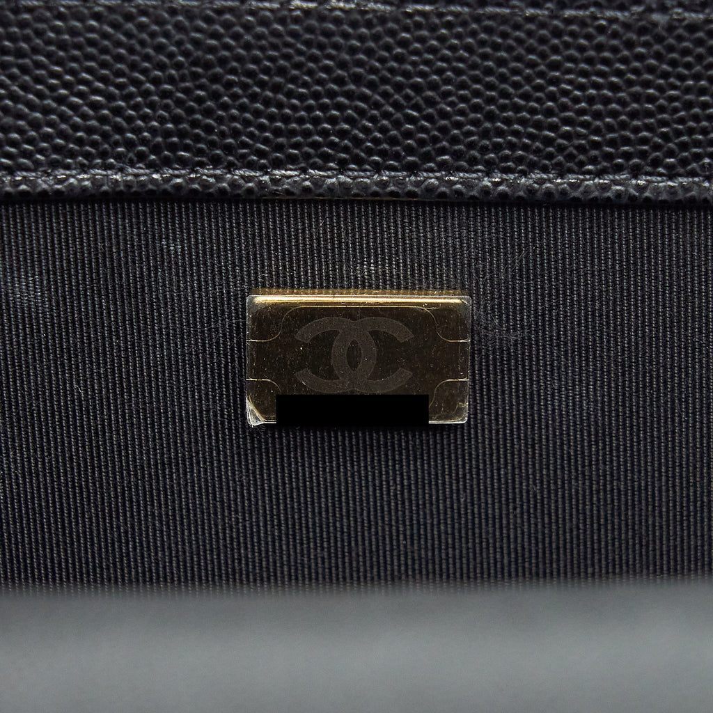 Chanel Medium Boy Bag Caviar Black With Brushed