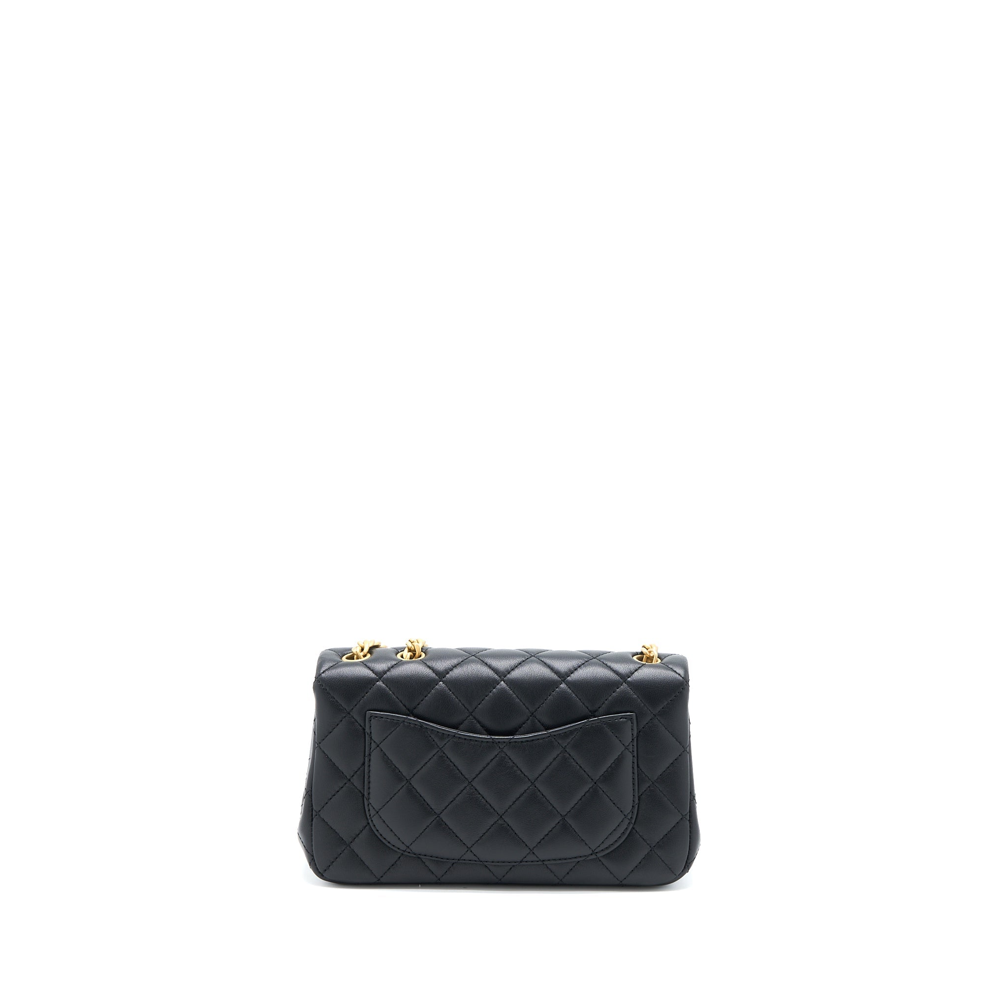 Chanel 23S Camellia Chain Mini Rectangular Lambskin Black Brushed  (Microchip)
