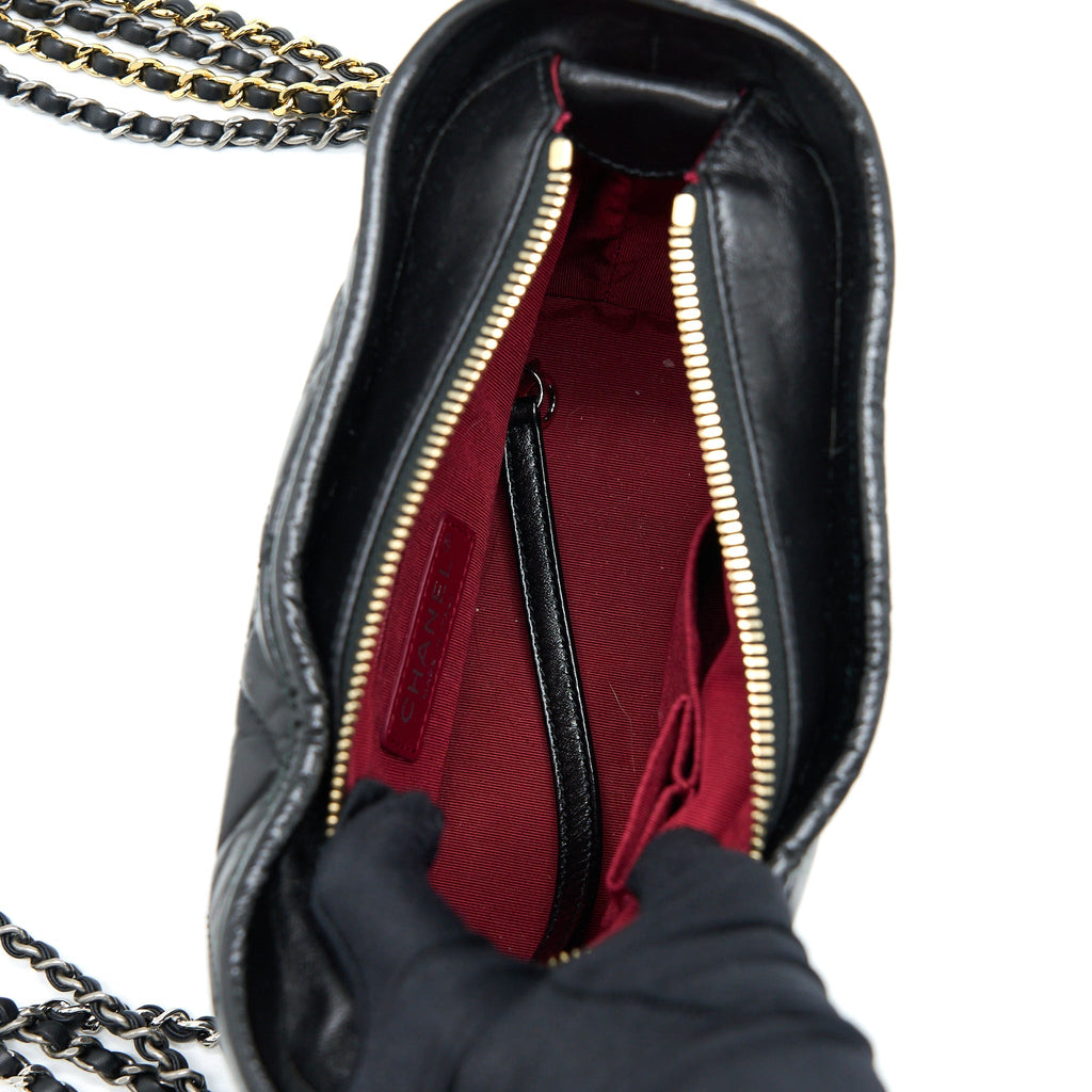 Chanel Small Gabrielle Hobo Bag Calfskin Black Multicolour Hardware