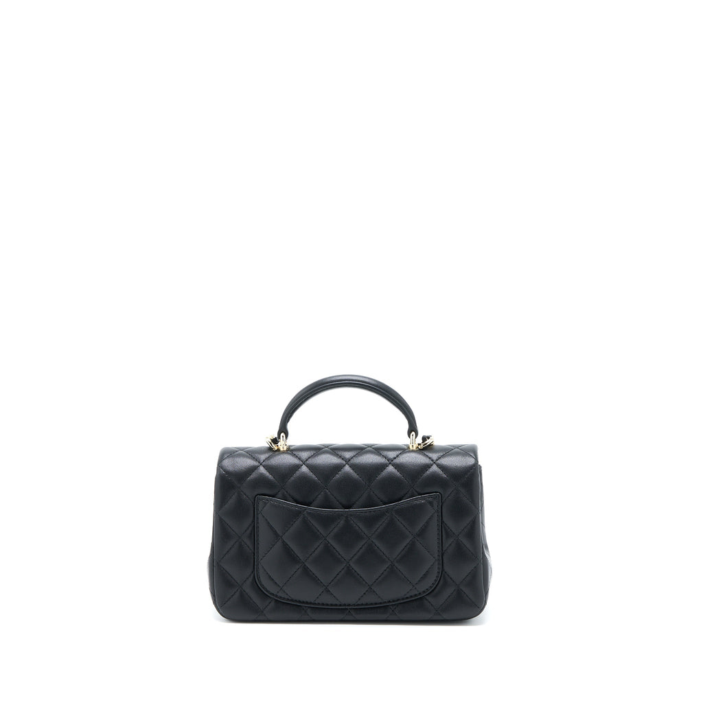 Chanel Top Handle Mini Rectangular Flap Bag Lambskin Black L (Microchip)