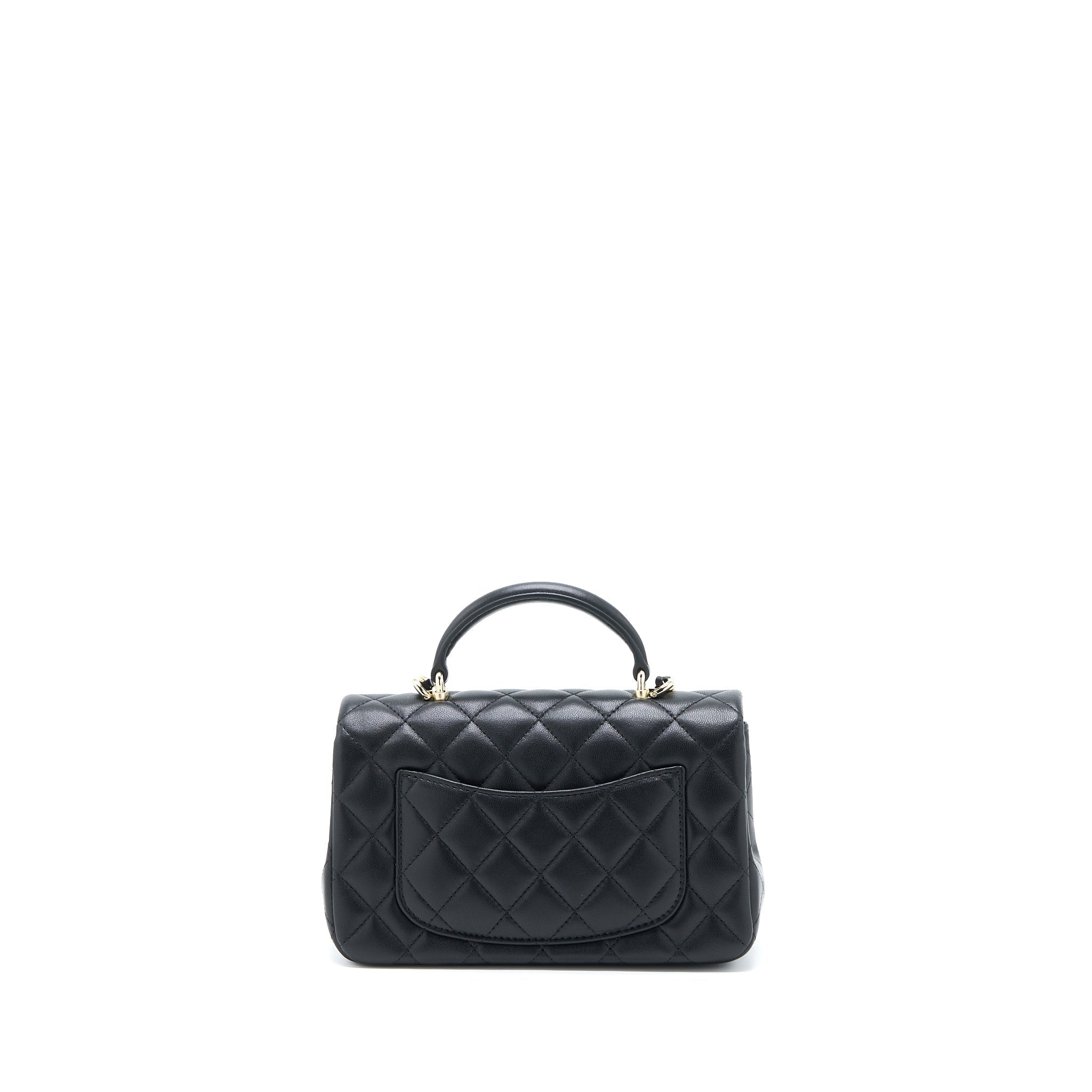 Chanel Top Handle Mini Rectangular Flap Bag Lambskin Black L (Microchip)