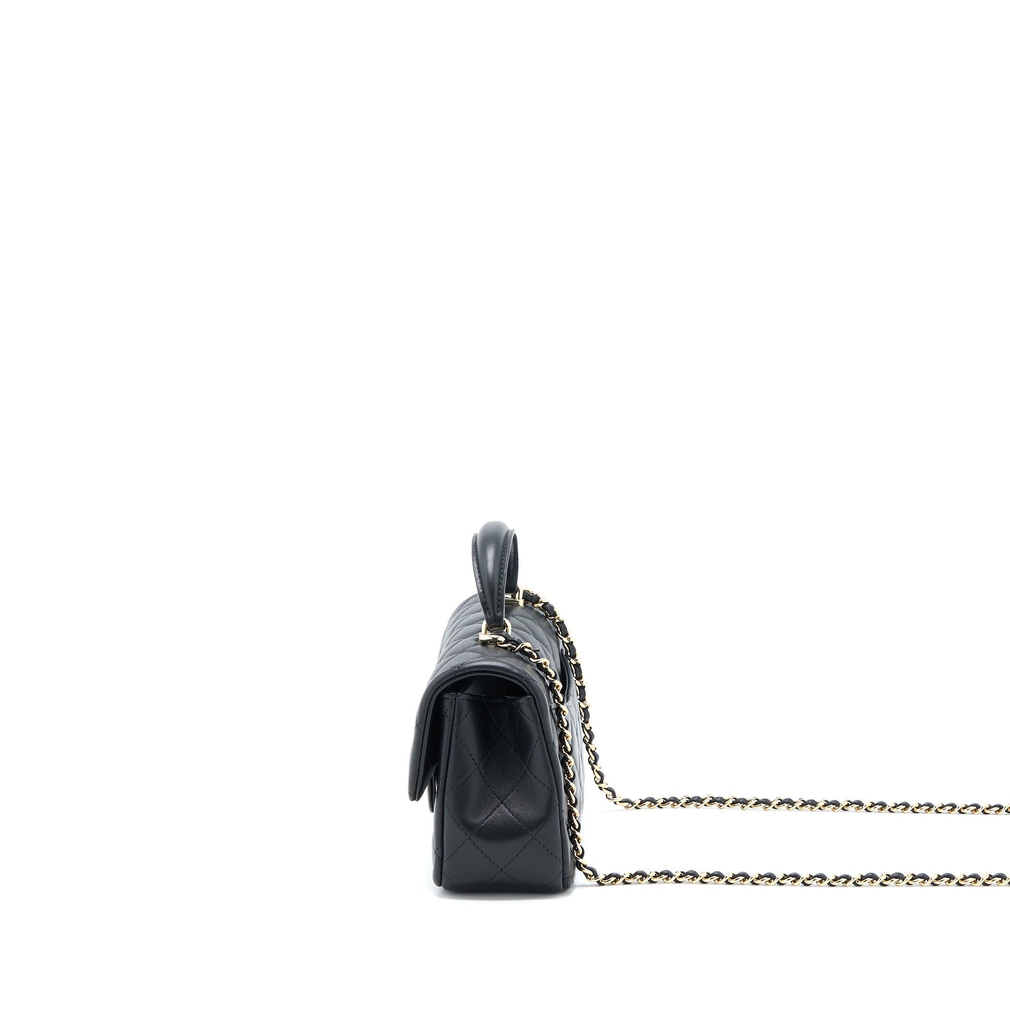 Chanel Top Handle Mini Rectangular Flap Bag Lambskin Black L (Microchip)