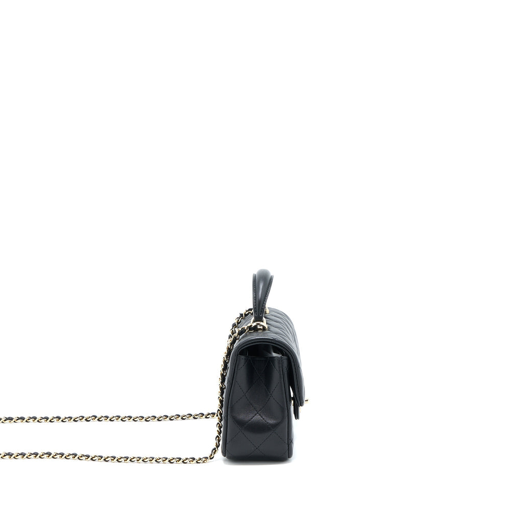 Chanel Top Handle Mini Rectangular Flap Bag Lambskin Black L (Microchip)