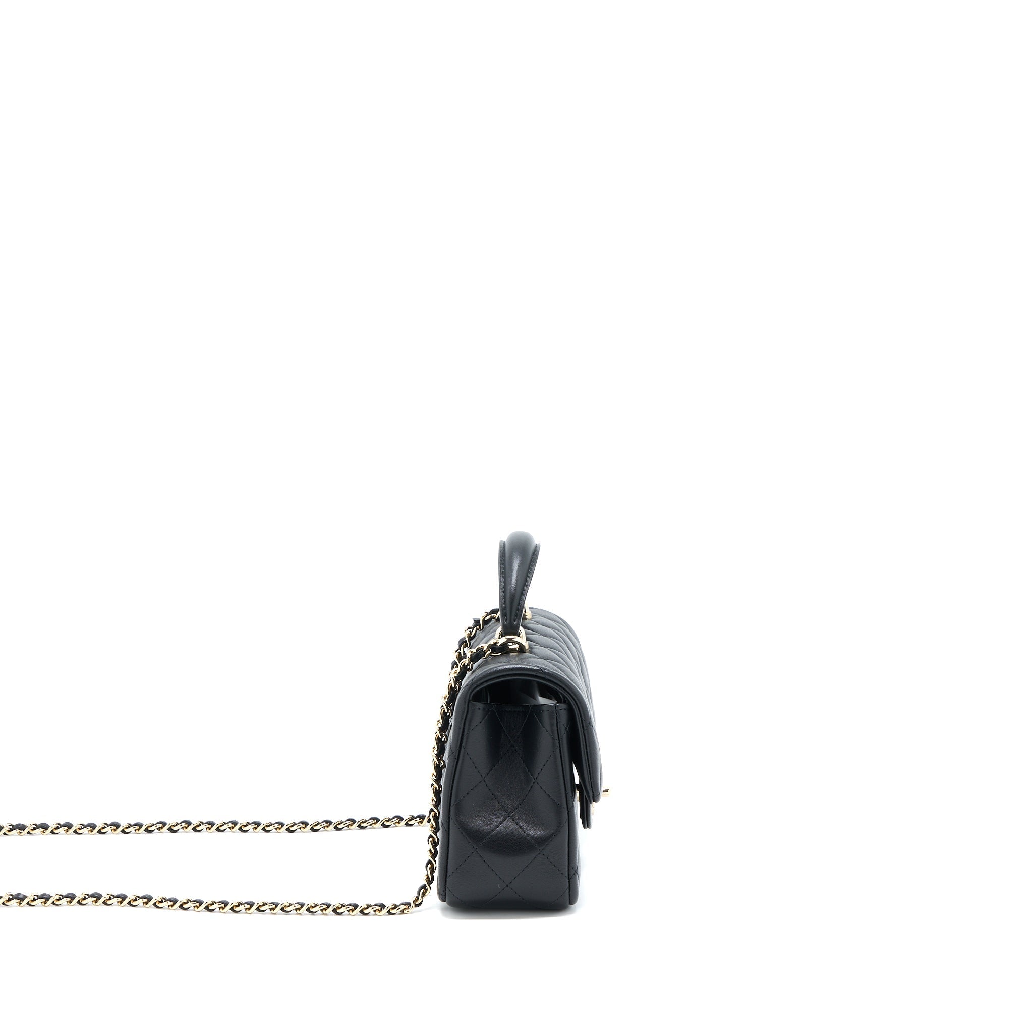 Chanel Top Handle Mini Rectangular Flap Bag Lambskin Black L (Microchip)