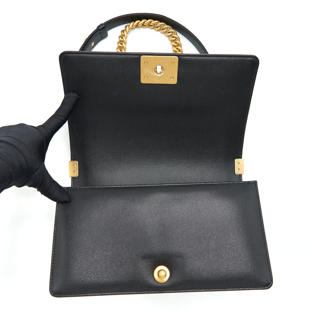 Chanel Medium Boy Bag Caviar Black With Brushed