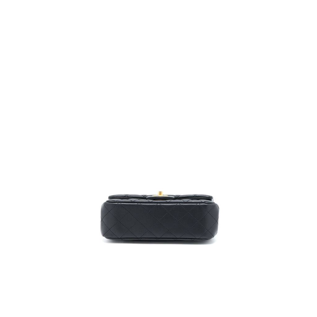 Chanel 23S Camellia Chain Mini Rectangular Lambskin Black Brushed  (Microchip)