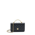 Chanel 22S Logo Top Handle Wallet On Chain Caviar Black