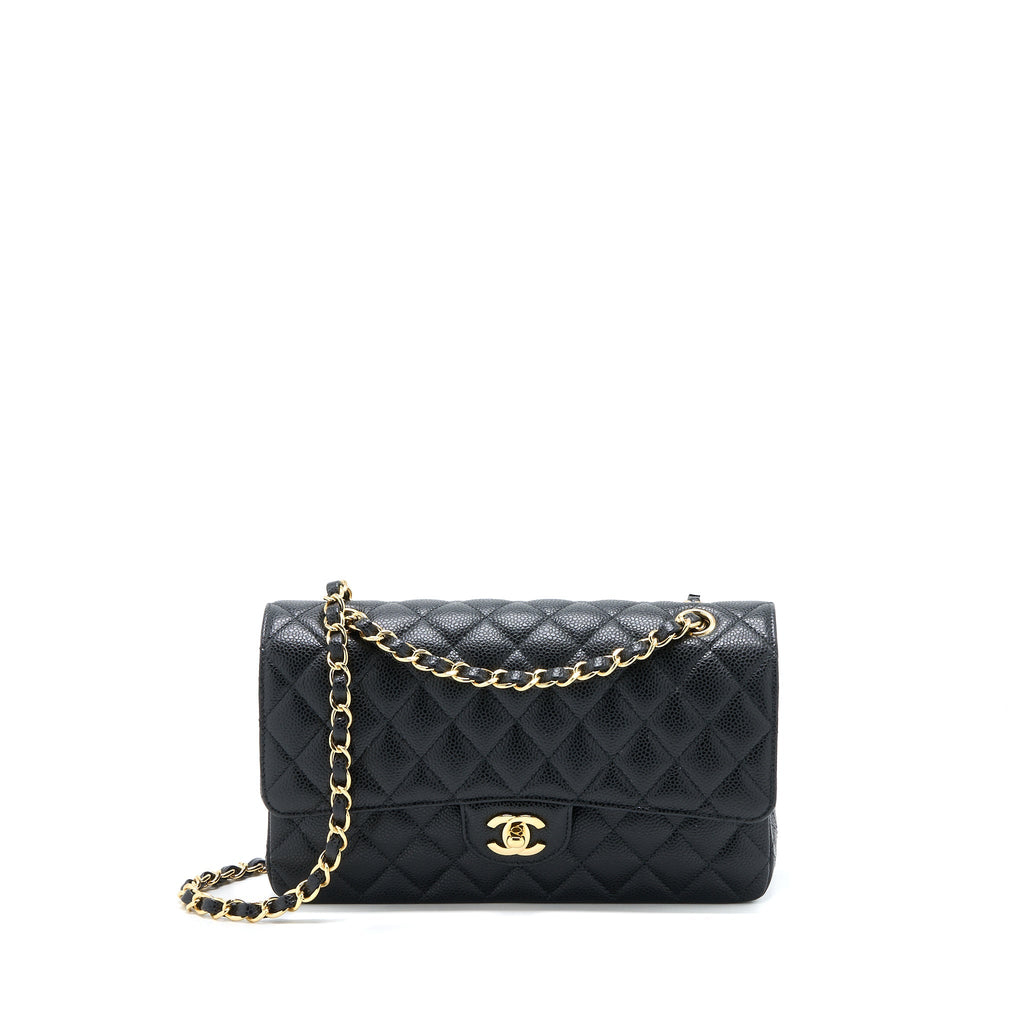 Chanel Medium Classic Double Flap Bag Caviar Black  (Microchip)