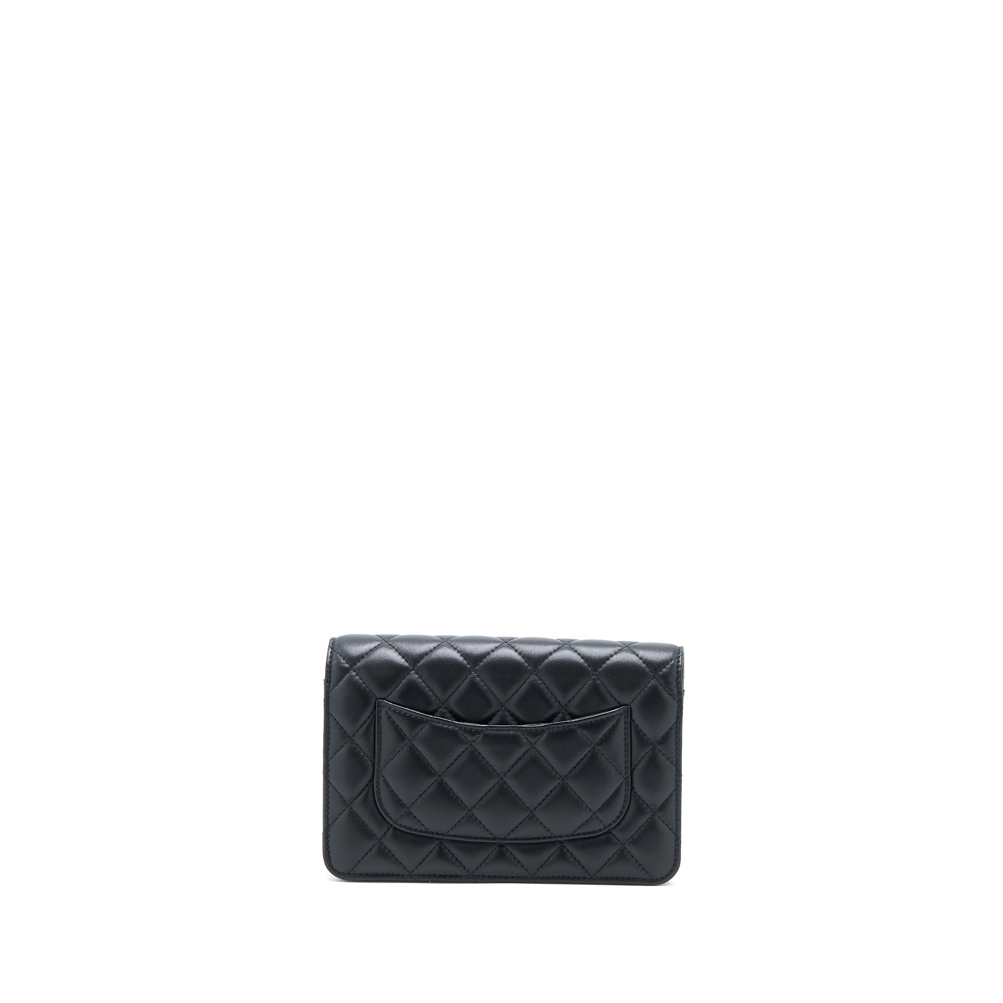 Chanel Pearl Crush Wallet On Chain Lambskin Black Brushed  (Microchip)