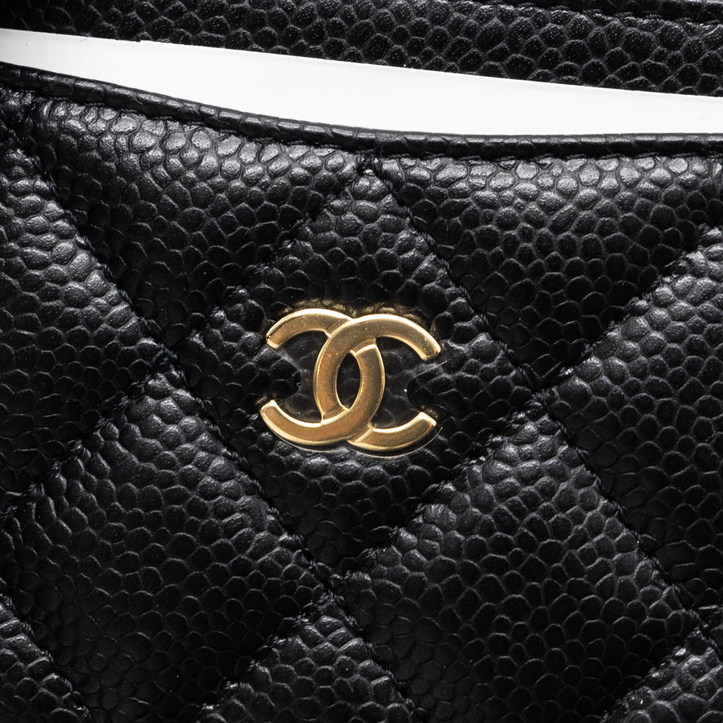 Chanel classic card holder caviar black  (microchip)