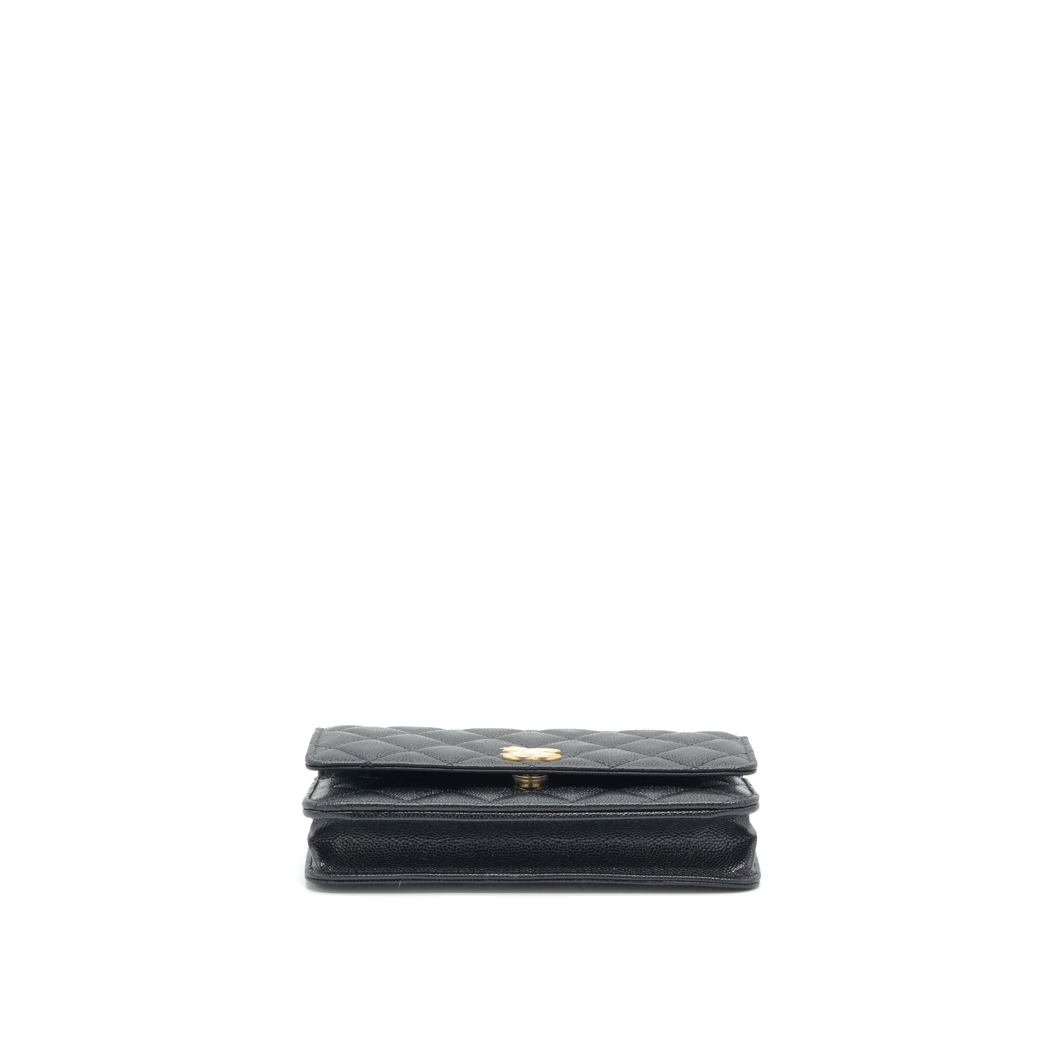 Chanel 22S Logo Top Handle Wallet On Chain Caviar Black